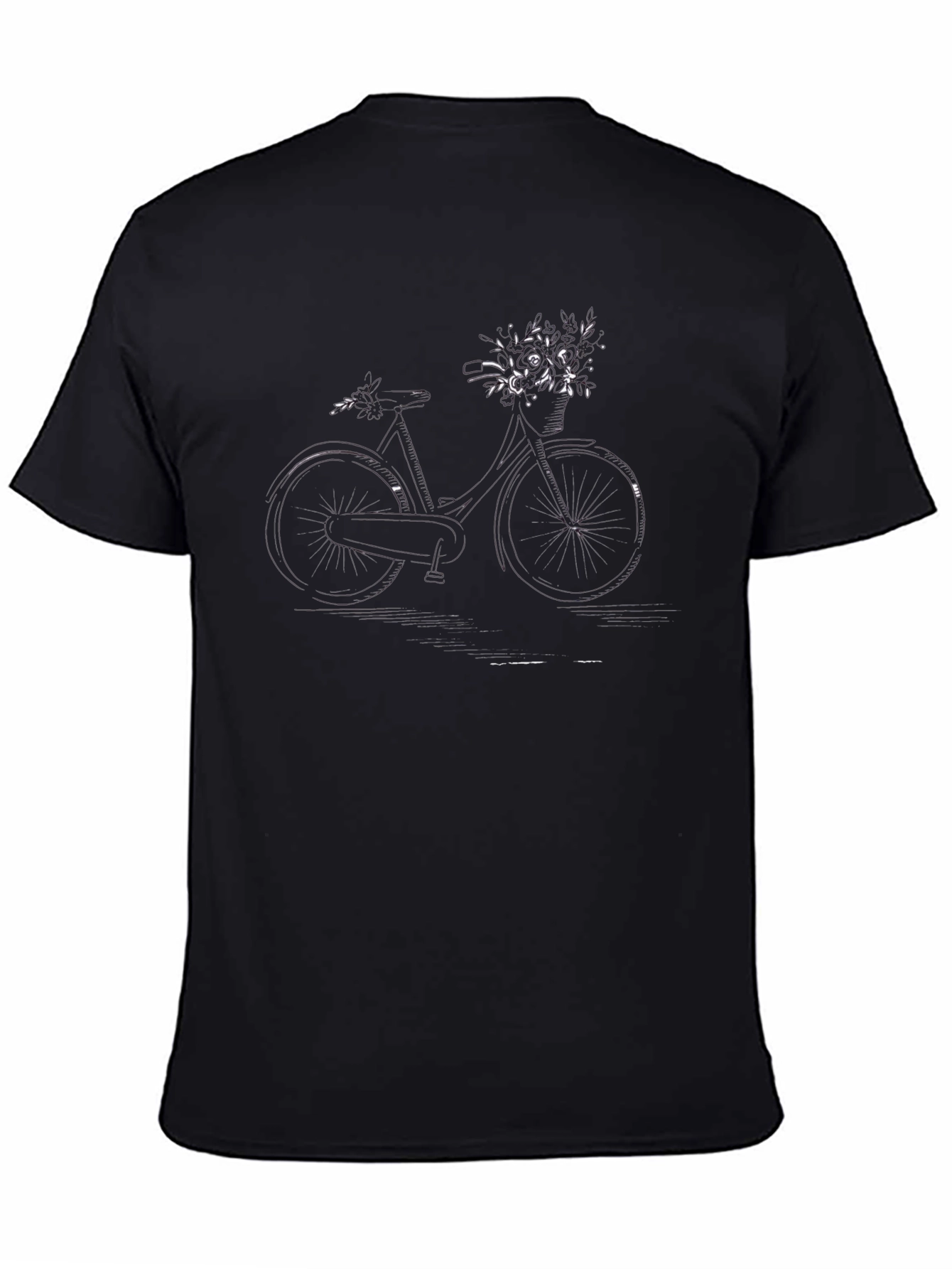 Black Bicycle & Flower T-Shirt