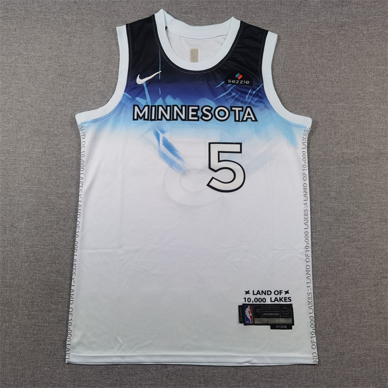 Men's Minnesota Timberwolves Anthony Edwards #5 White 2024/25 Swingman Player Jerseys - City Edition
