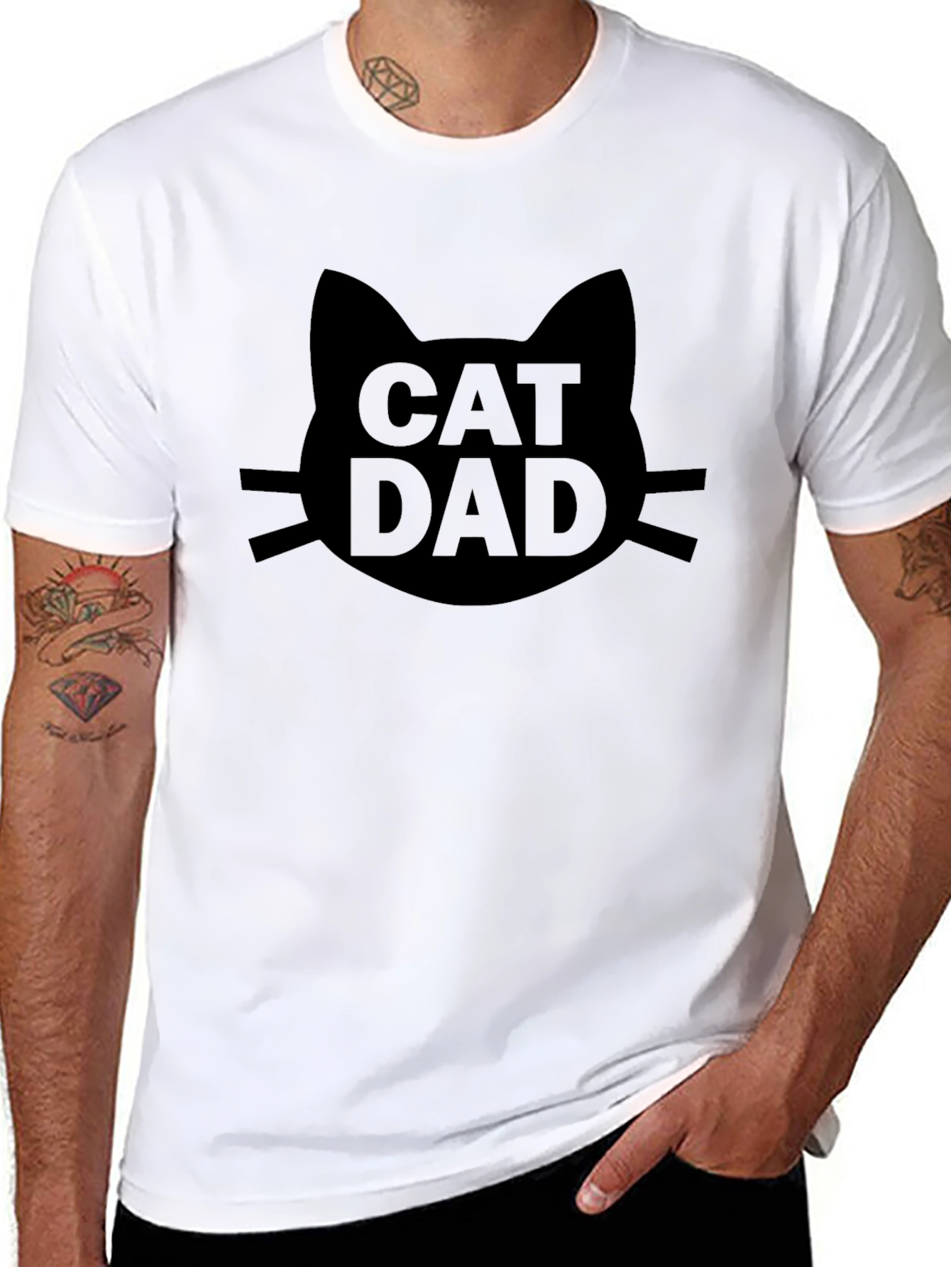 Cat Dad Graphic Tee - Black T-Shirt