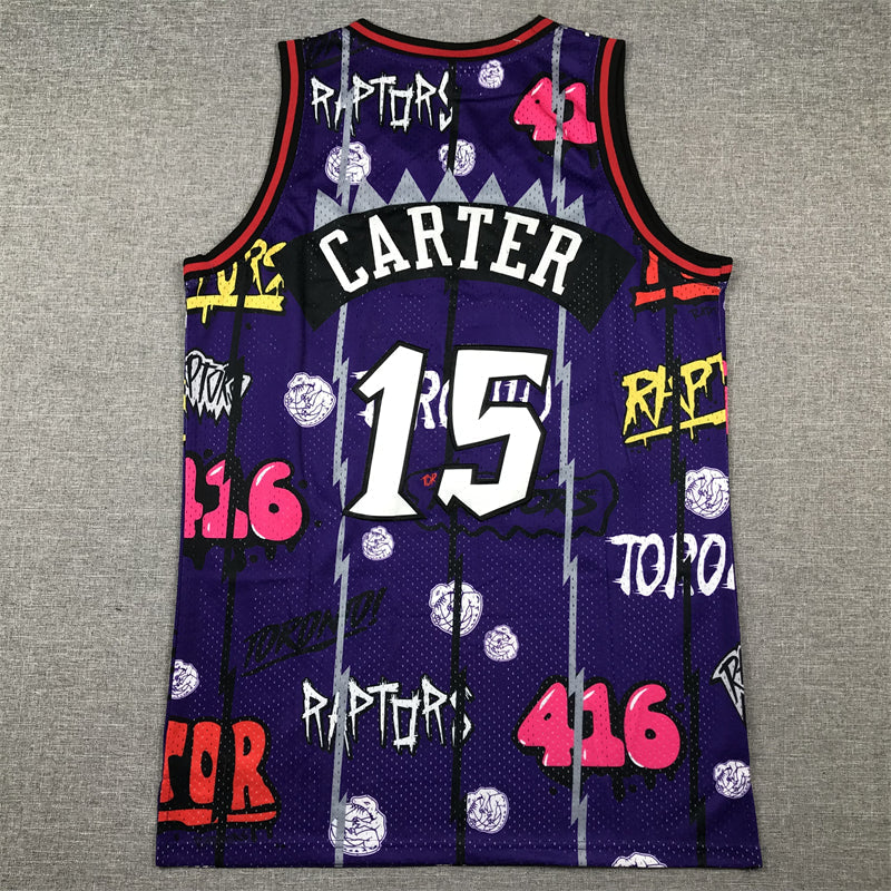 Men's Toronto Raptors Vince Carter #15 Purple Swingman Player Jerseys - Graffiti Edition