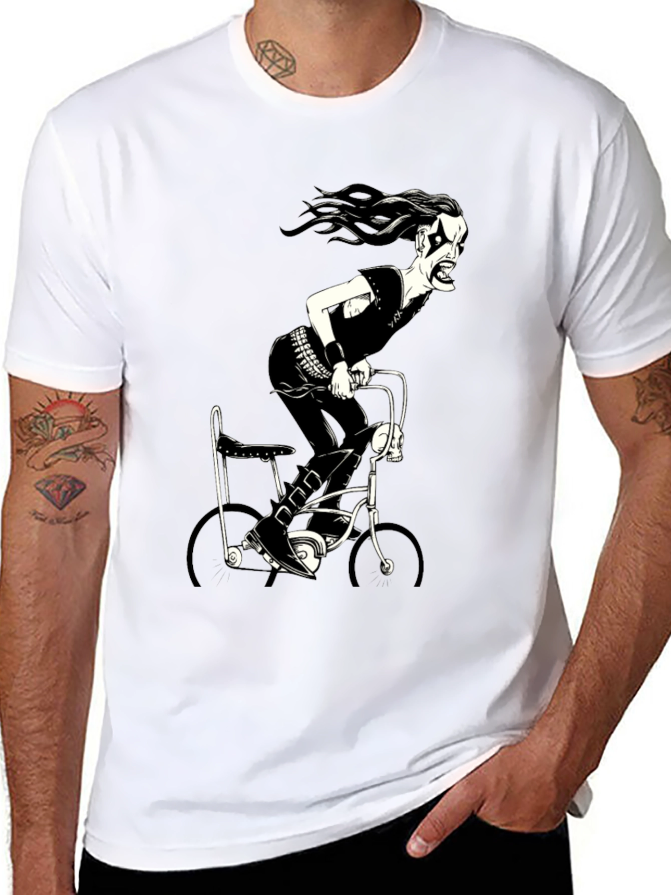 Black Metal Bike Rider Graphic T-Shirt