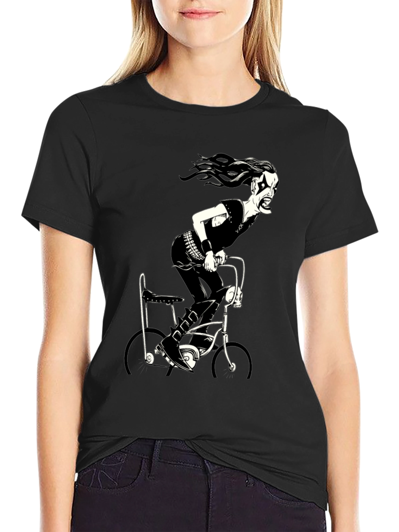 Black Metal Bike Rider Graphic T-Shirt