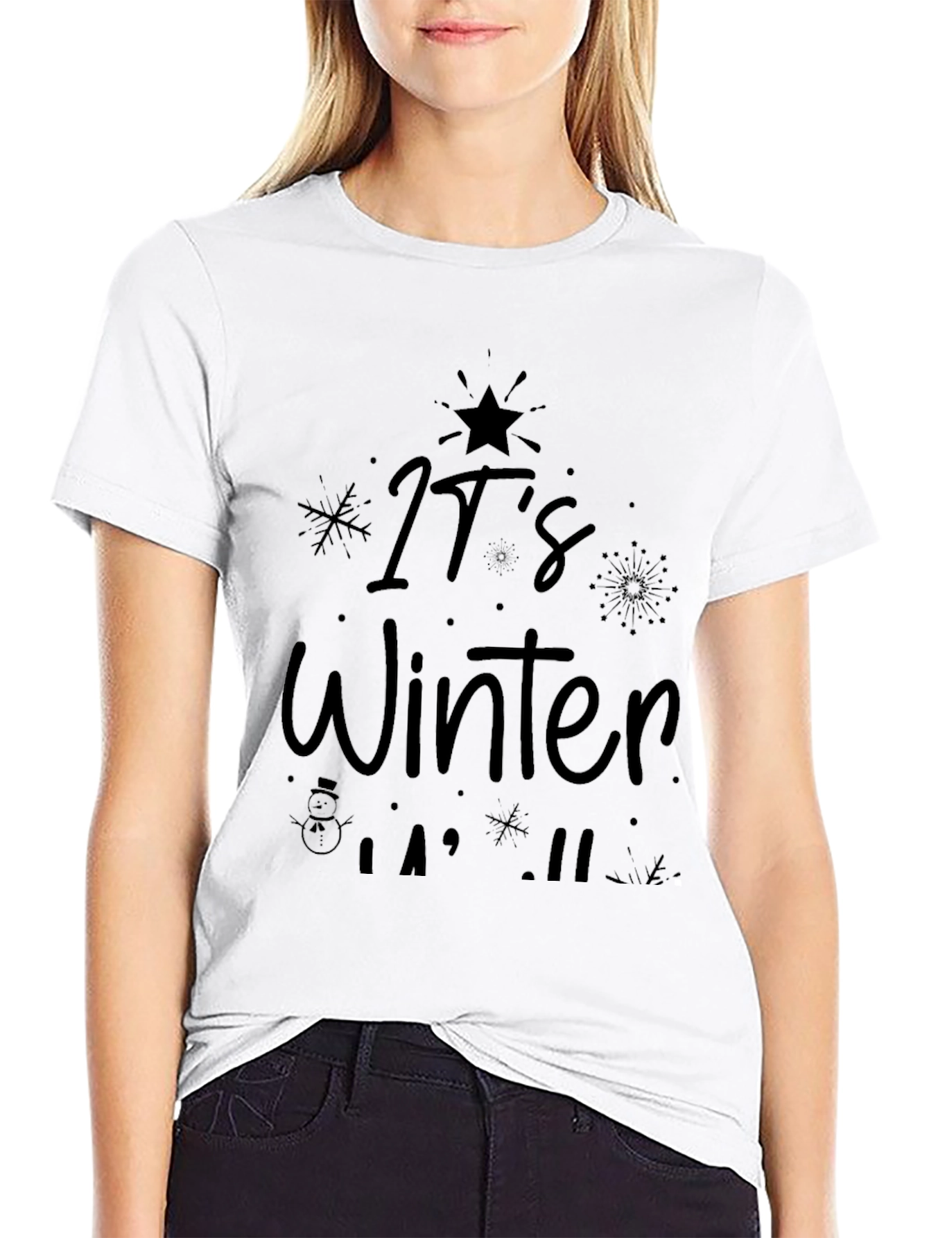 Its Winter Black Graphic Tee