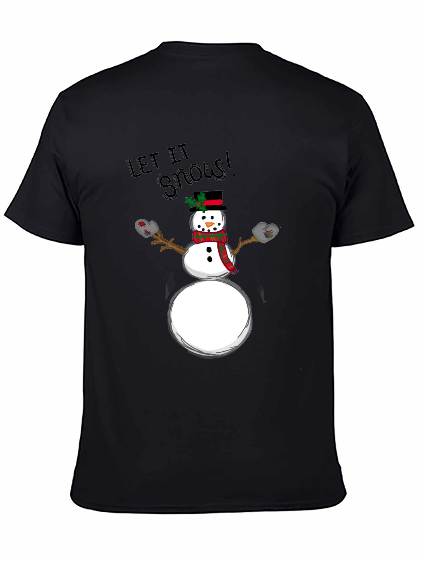 Let it Snow! Holiday Snowman Graphic Tee - Black
