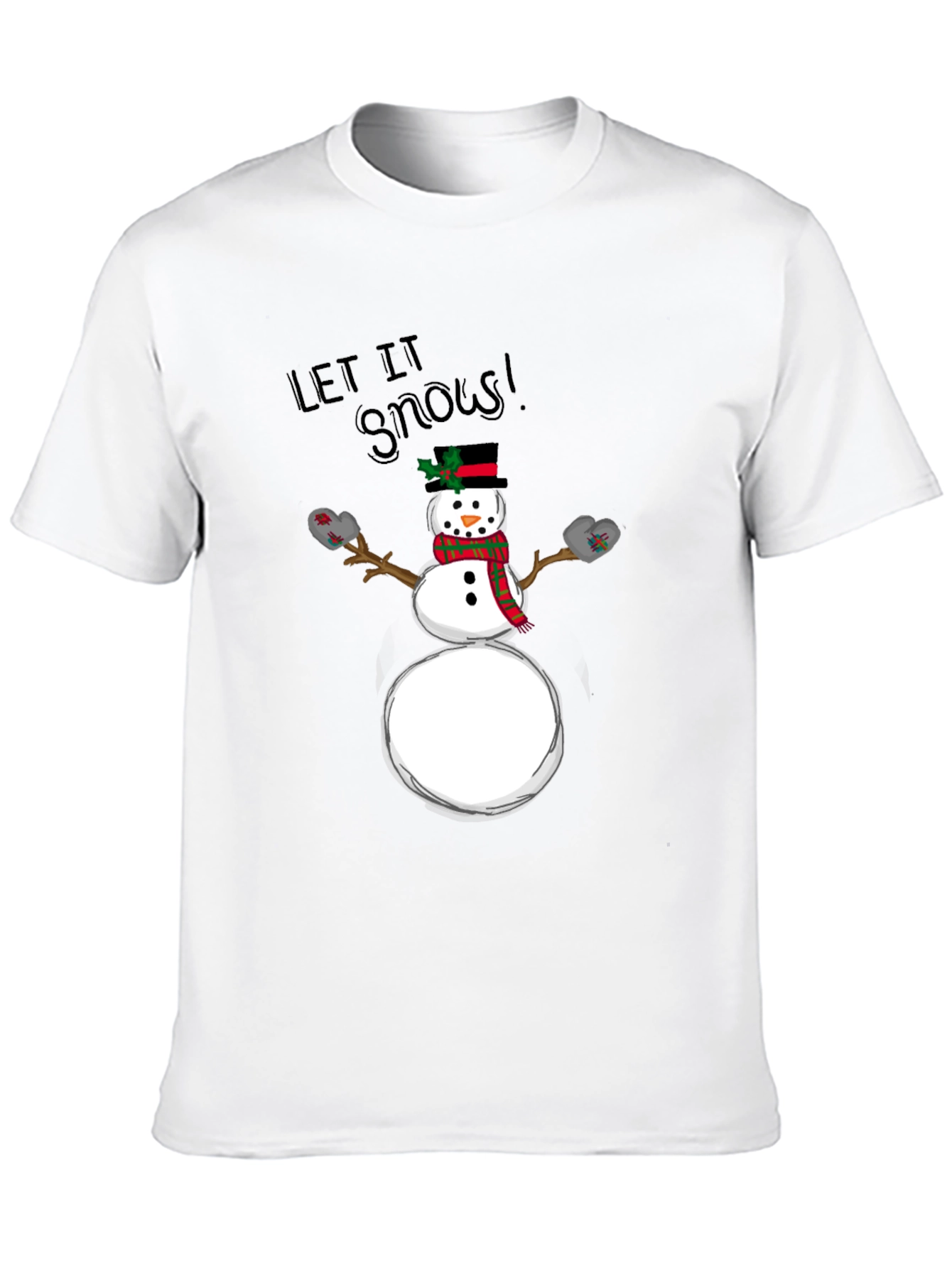 Let it Snow! Holiday Snowman Graphic Tee - Black
