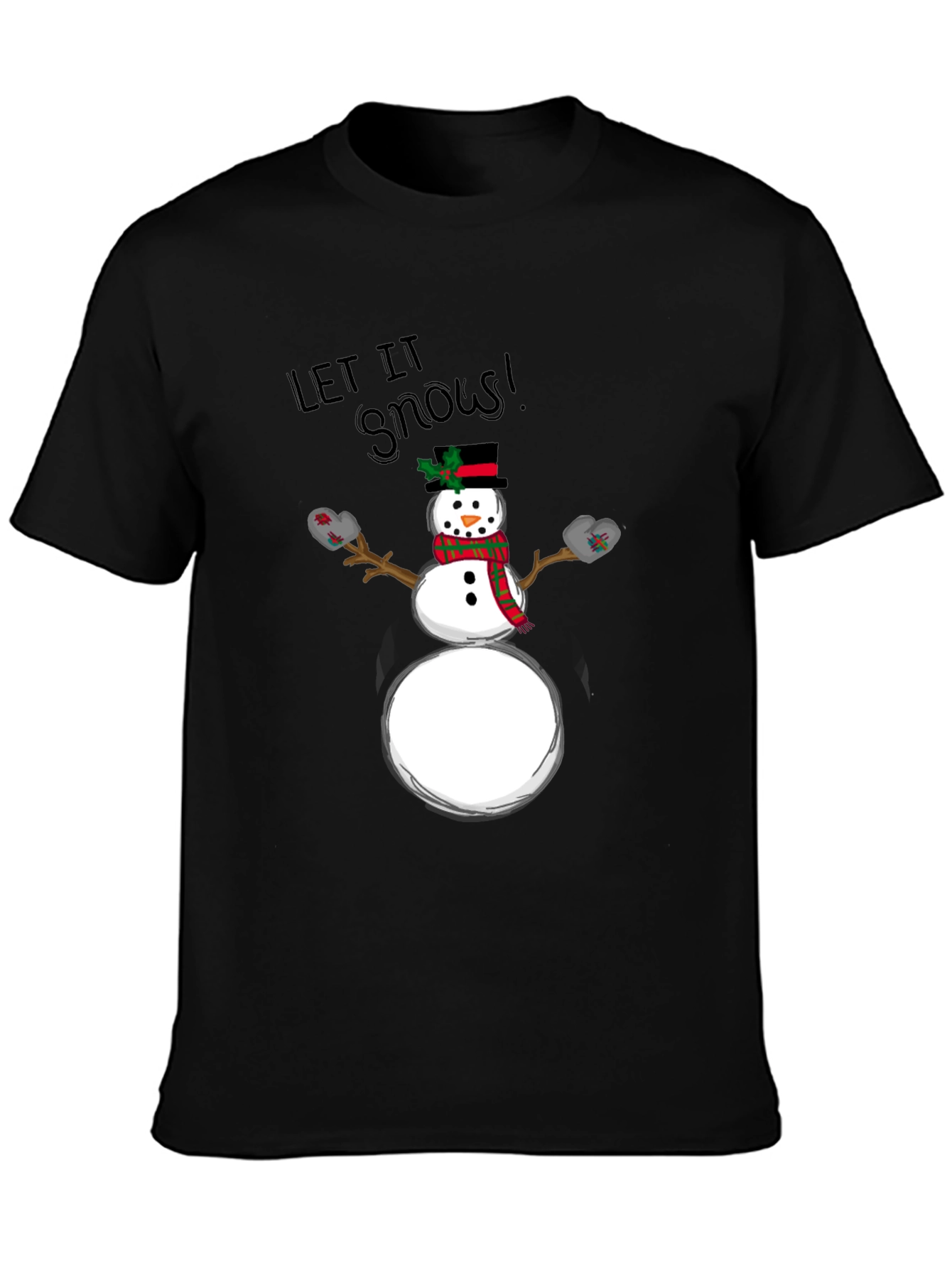 Let it Snow! Holiday Snowman Graphic Tee - Black