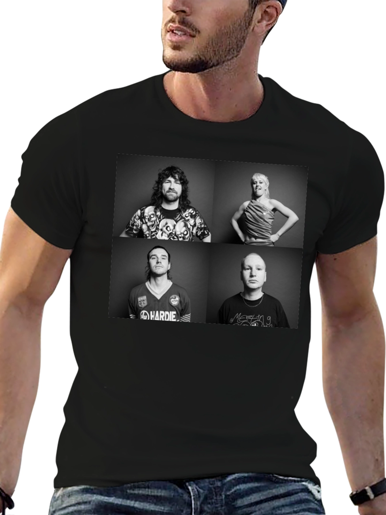 Black Tee with Band Graphic