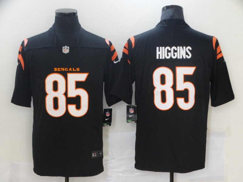 Men's Cincinnati Bengals Tee Higgins #85 Black Game Player Jerseys