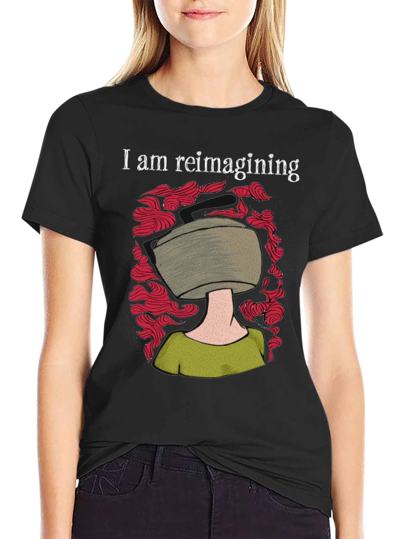 Reimagining T-Shirt: Black Graphic Tee for Creative Thinkers