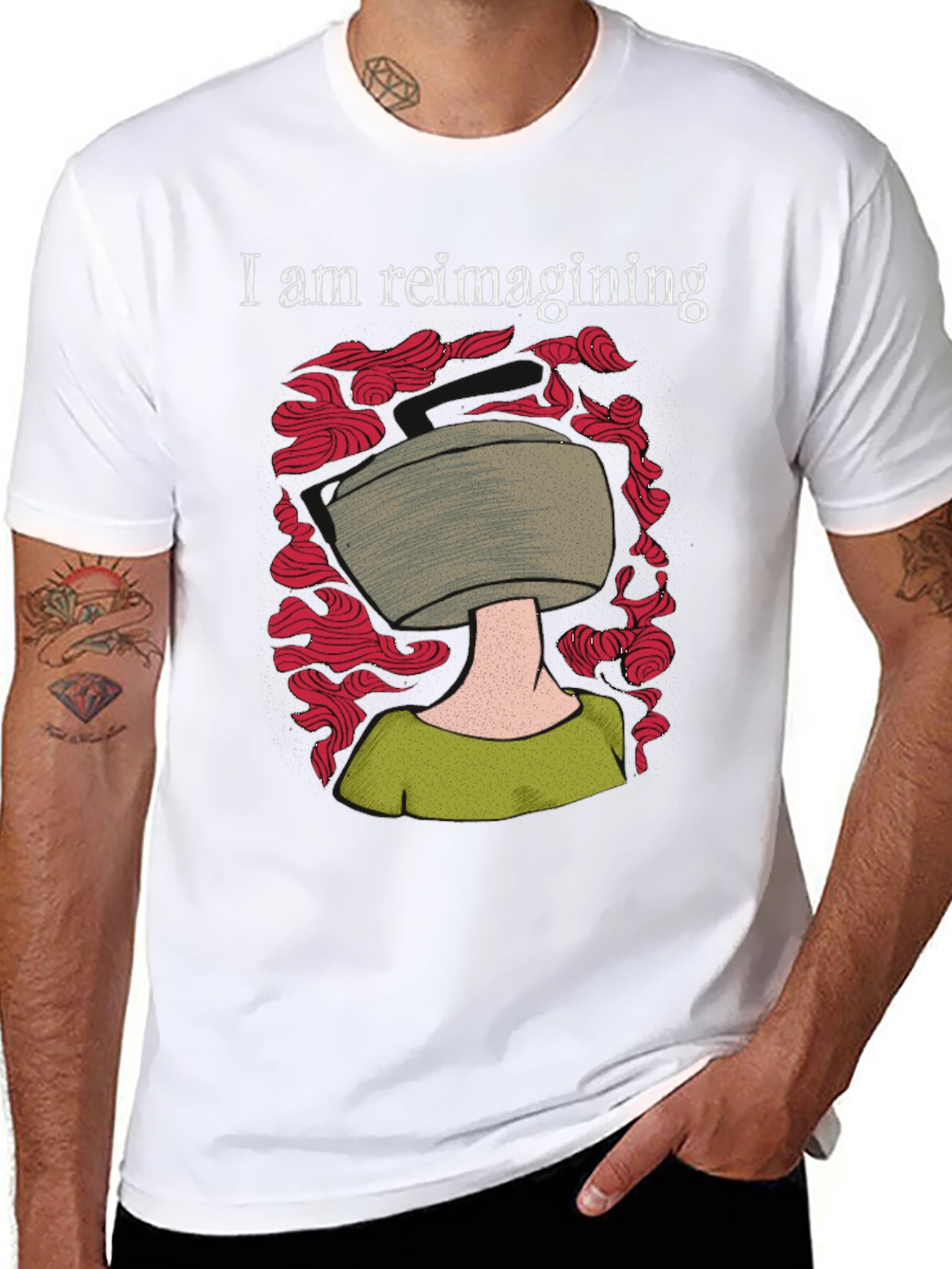 Reimagining T-Shirt: Black Graphic Tee for Creative Thinkers