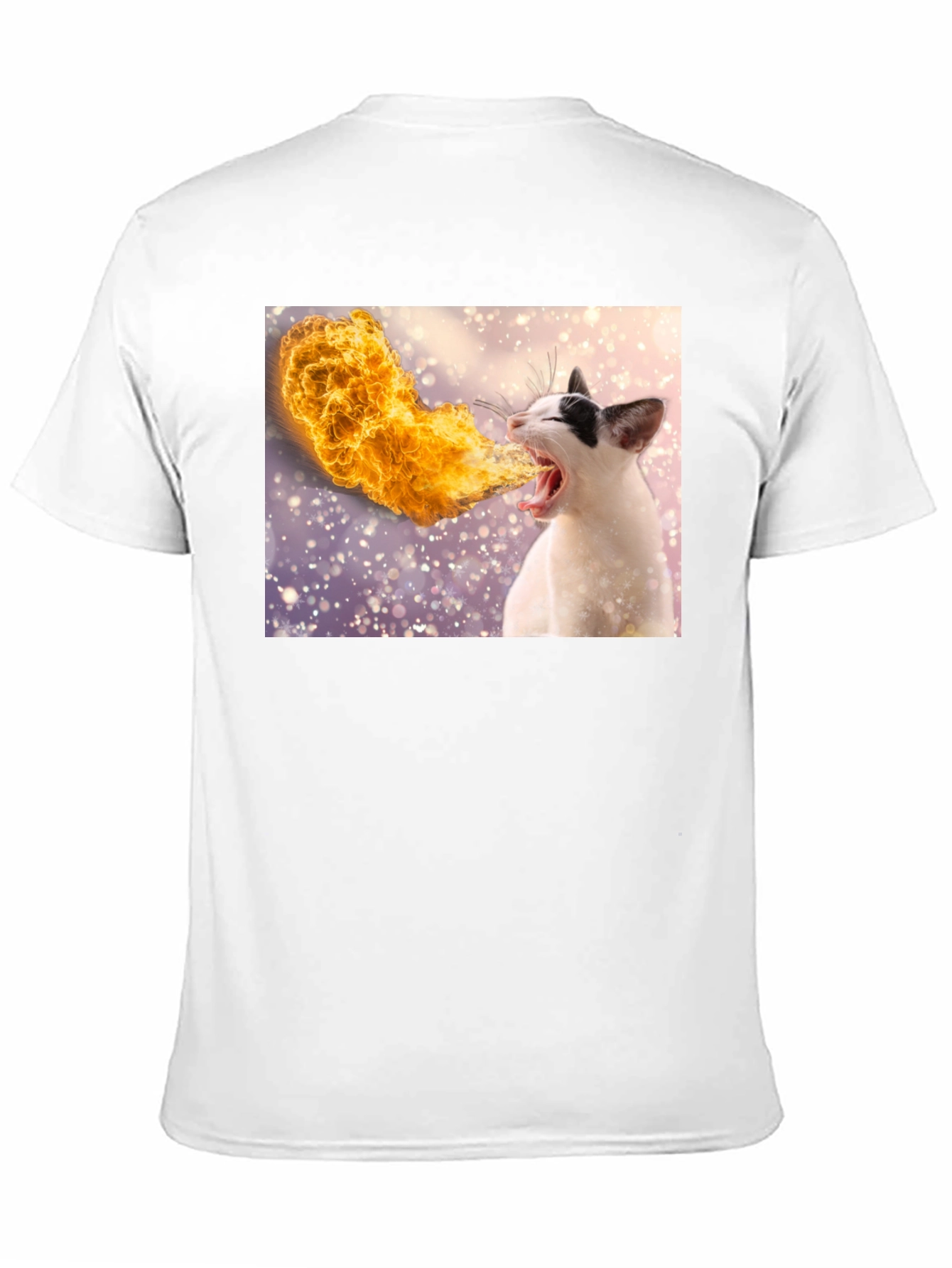 Fire Breathing Cat T-Shirt - Black Cotton Tee