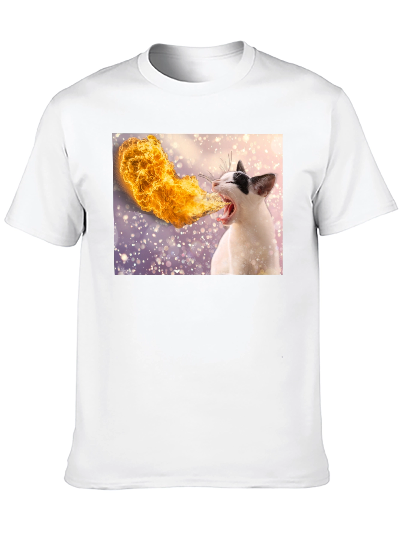 Fire Breathing Cat T-Shirt - Black Cotton Tee