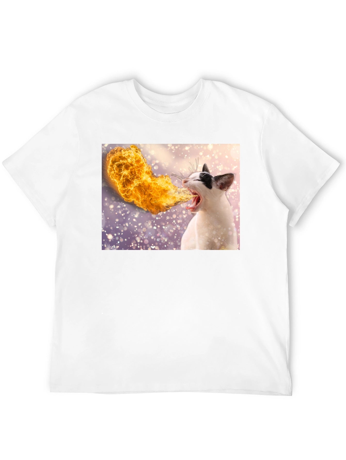 Fire Breathing Cat T-Shirt - Black Cotton Tee