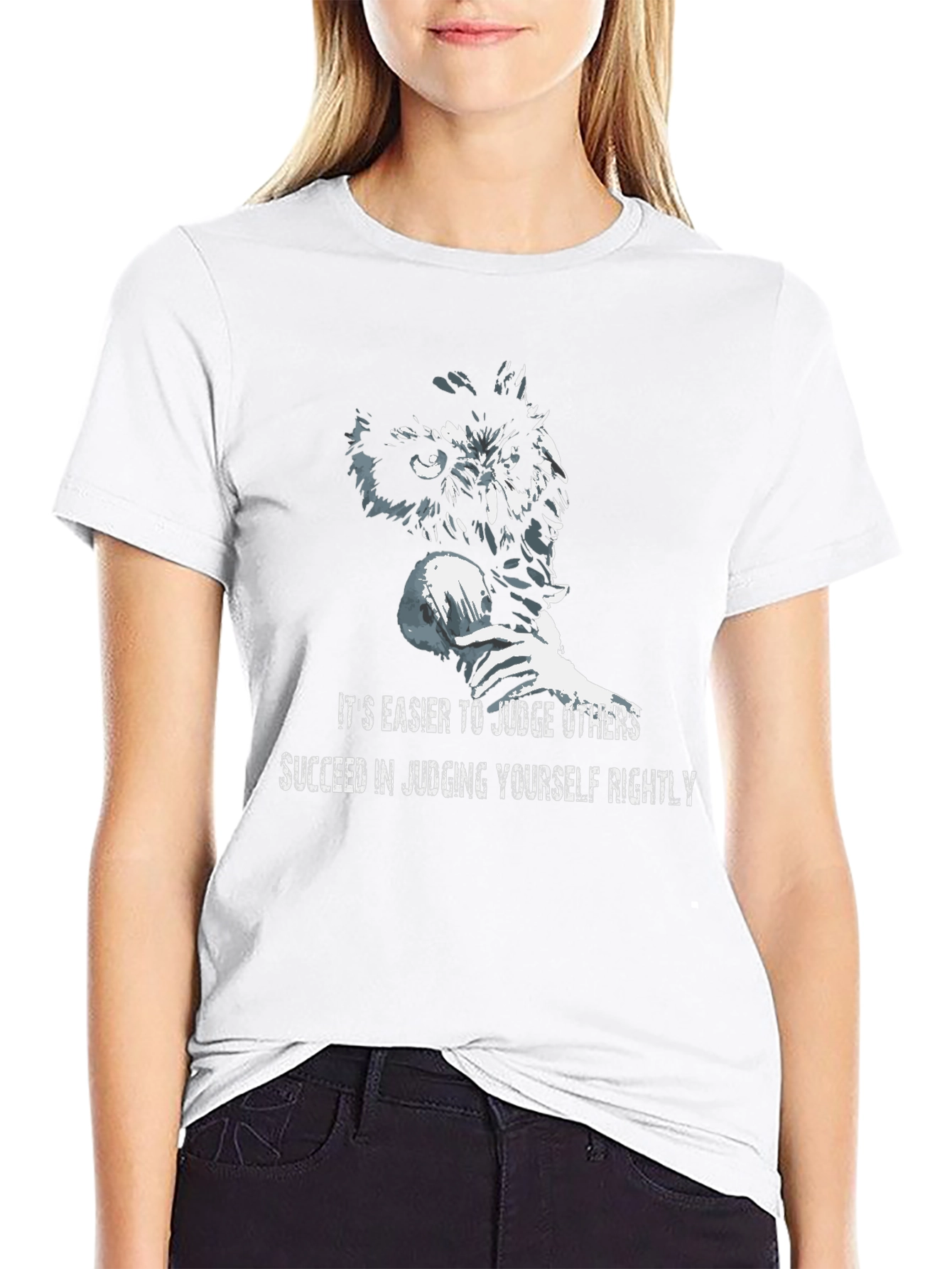 Owl Judge Graphic Print Black T-Shirt