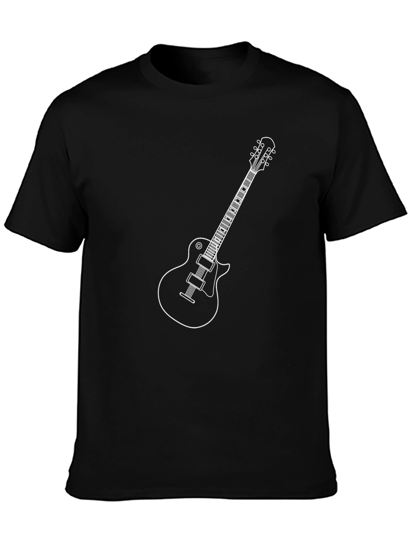 Electric Guitar Graphic Tee - Black Cotton T-Shirt