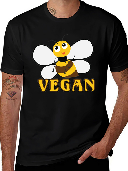 Bee Vegan T-Shirt - Black Cotton Graphic Tee