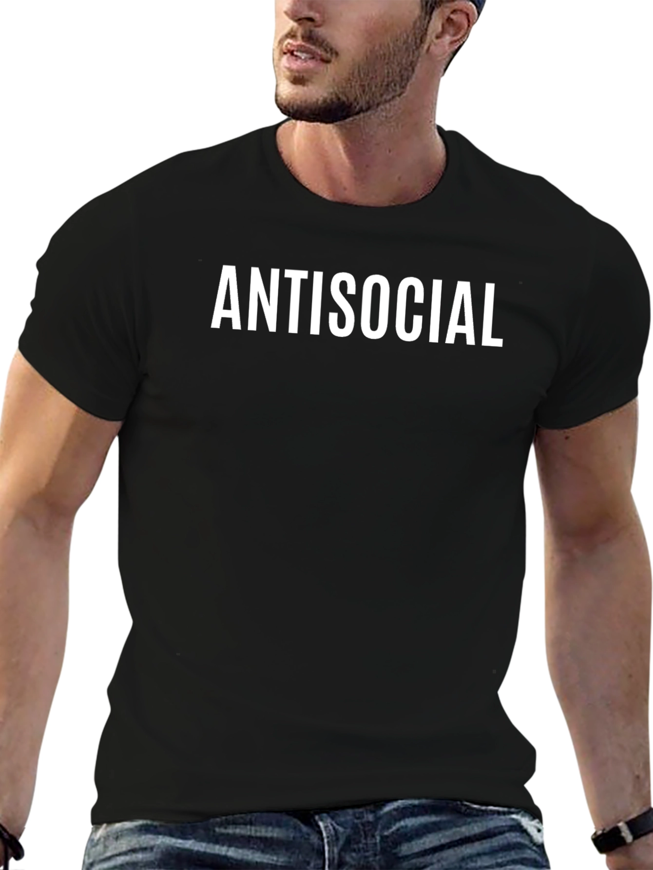 Antisocial Graphic Tee - Black Crew Neck T-Shirt