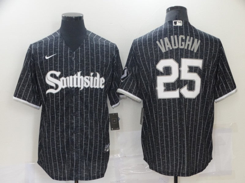 Men's Chicago White Sox Andrew Vaughn #25 Black Replica Baseball Jerseys