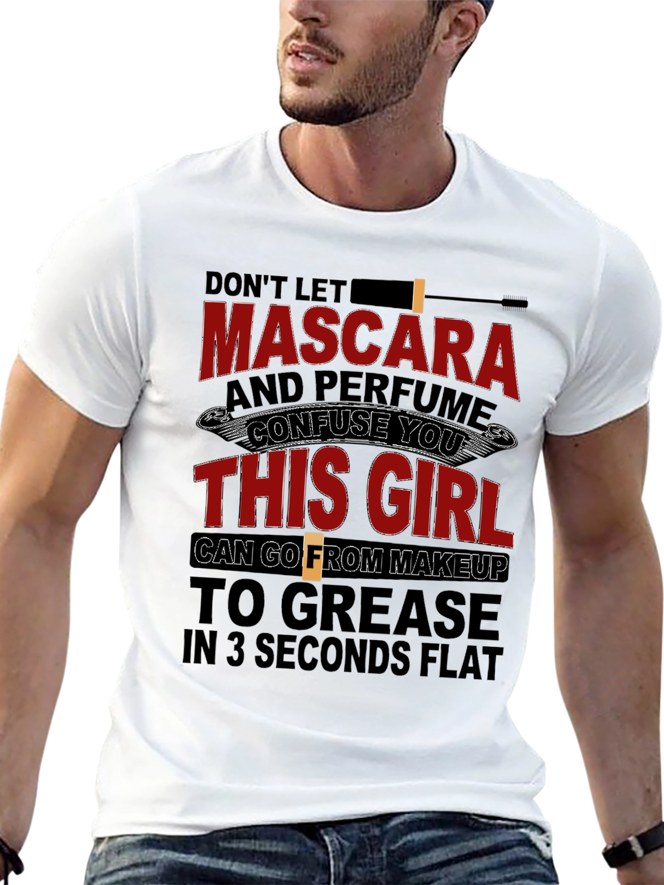 Makeup to Grease T-Shirt - Funny Mechanic Girl Tee