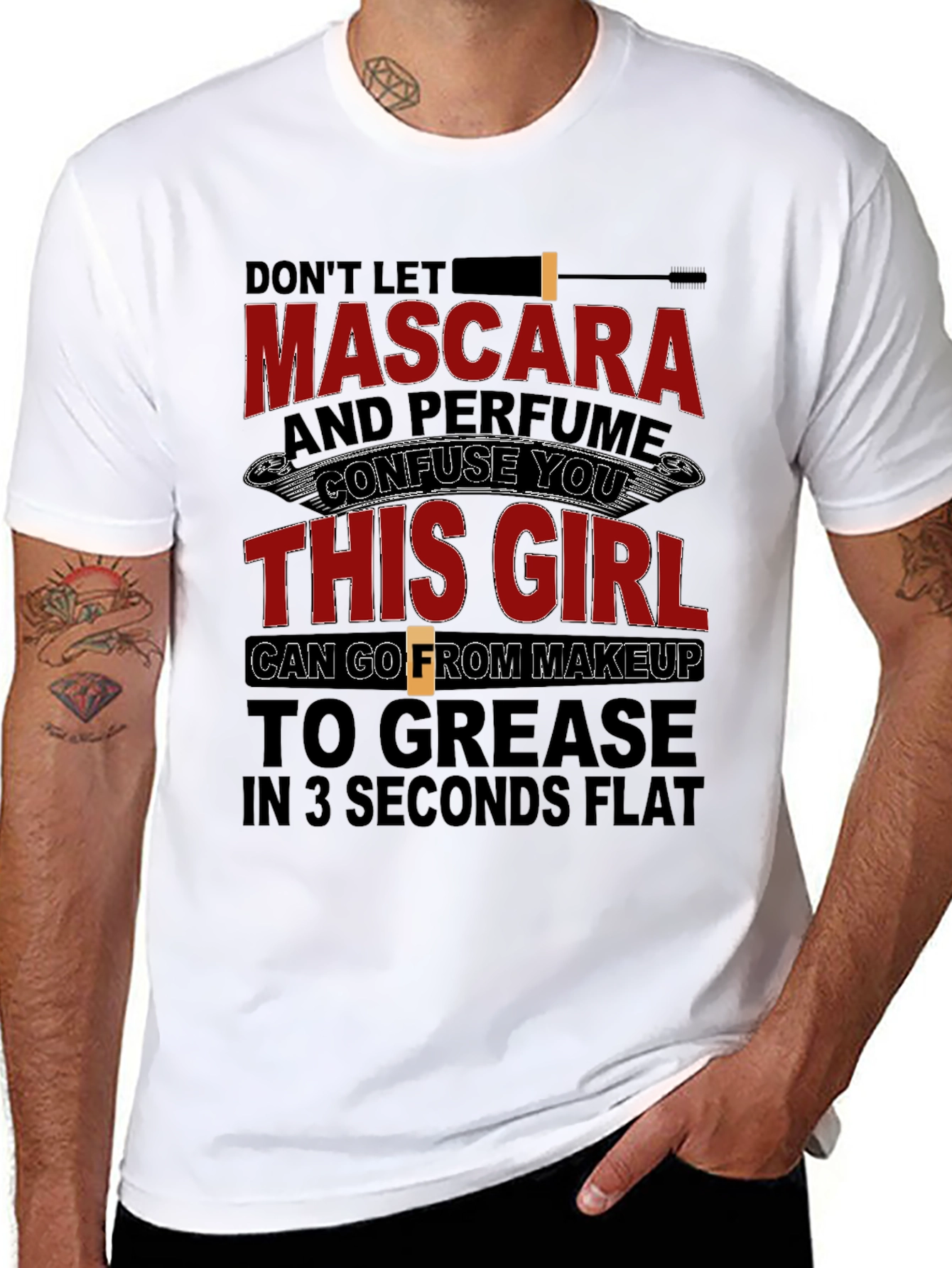 Makeup to Grease T-Shirt - Funny Mechanic Girl Tee