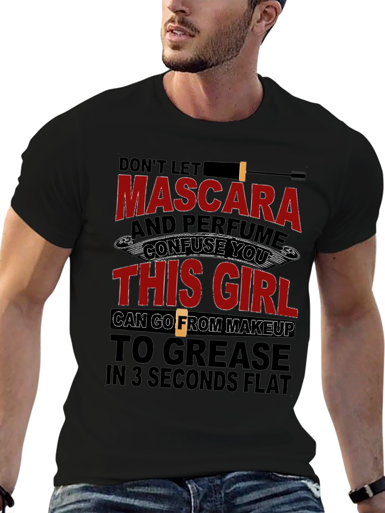 Makeup to Grease T-Shirt - Funny Mechanic Girl Tee