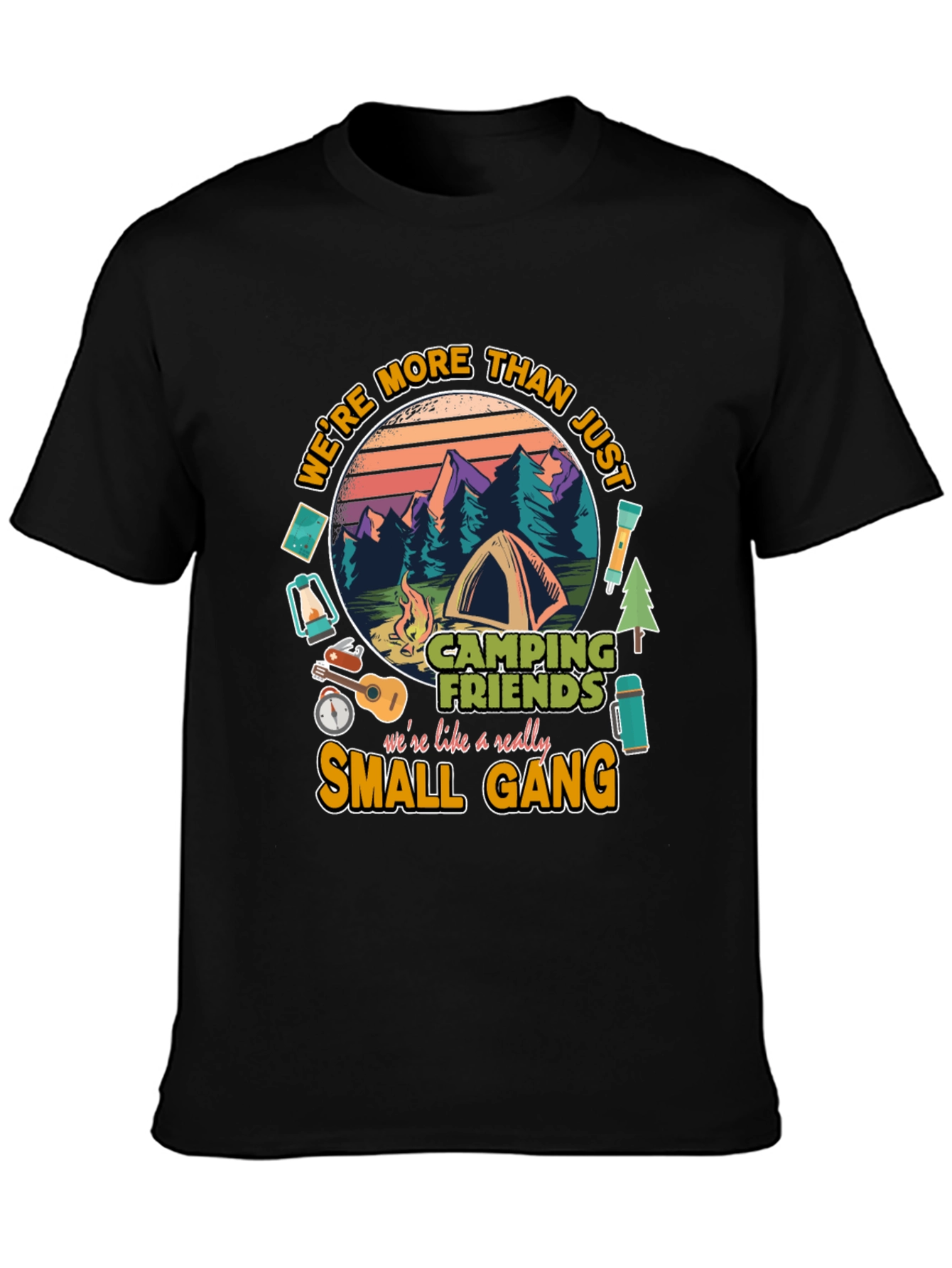 Camping Friends Small Gang Graphic T-Shirt