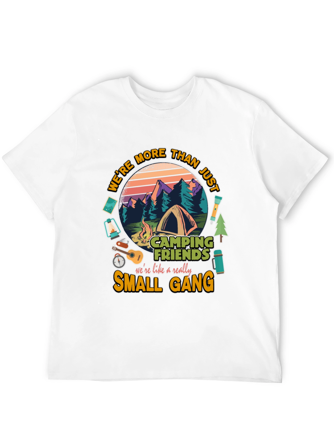 Camping Friends Small Gang Graphic T-Shirt