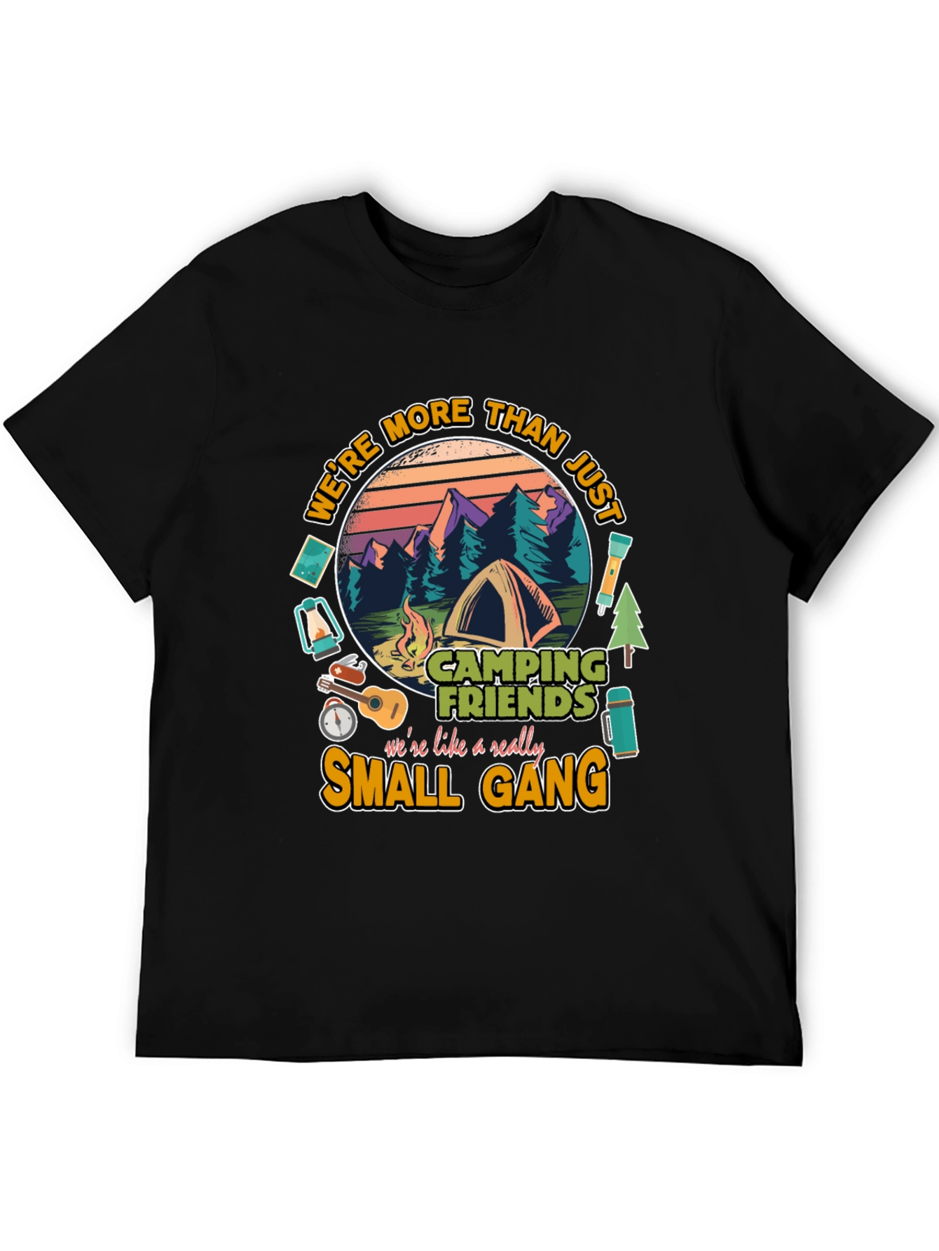 Camping Friends Small Gang Graphic T-Shirt