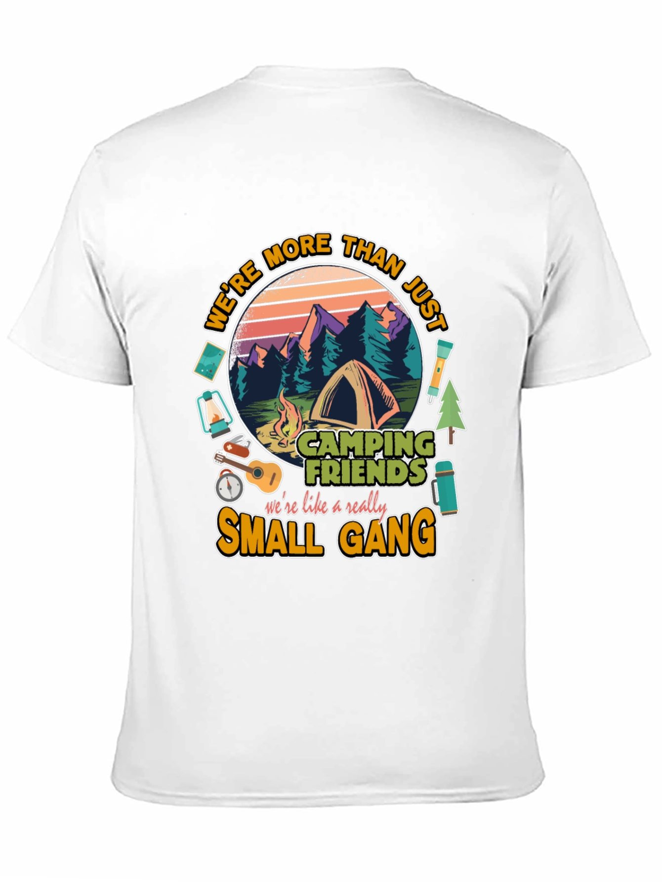 Camping Friends Small Gang Graphic T-Shirt