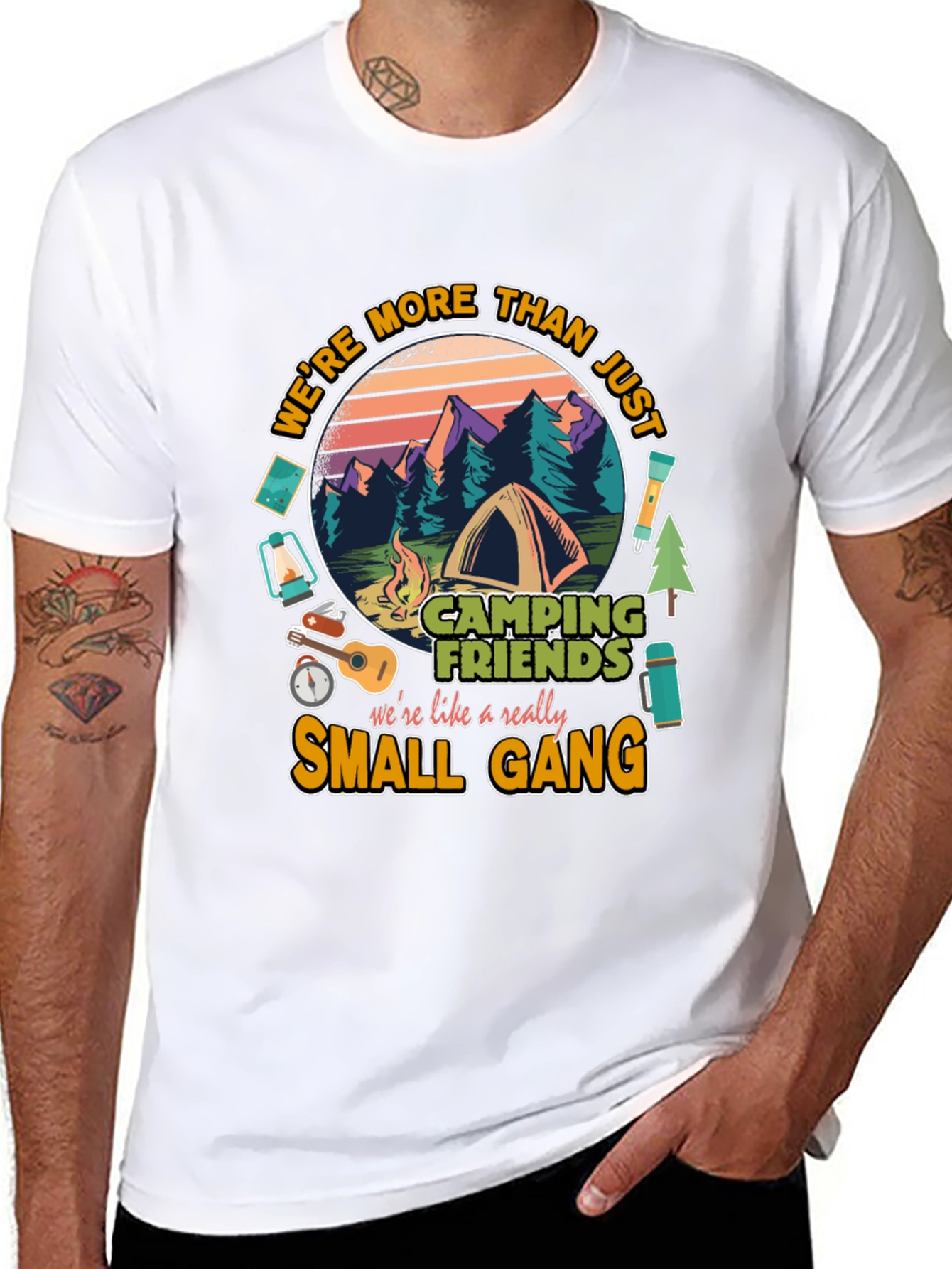 Camping Friends Small Gang Graphic T-Shirt