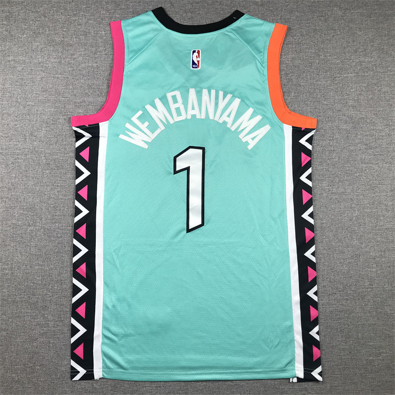 Men's San Antonio Spurs Victor Wembanyama #1 Turquoise 2022/23 Swingman Jerseys - City Edition