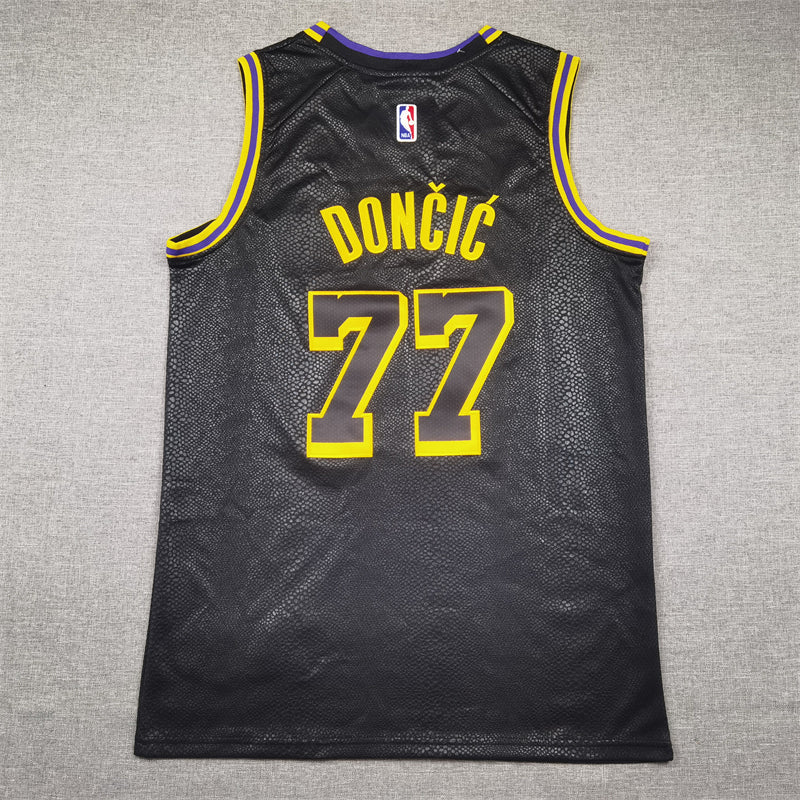 Men's Los Angeles Lakers Luka Doncic #77 Black Swingman Jerseys