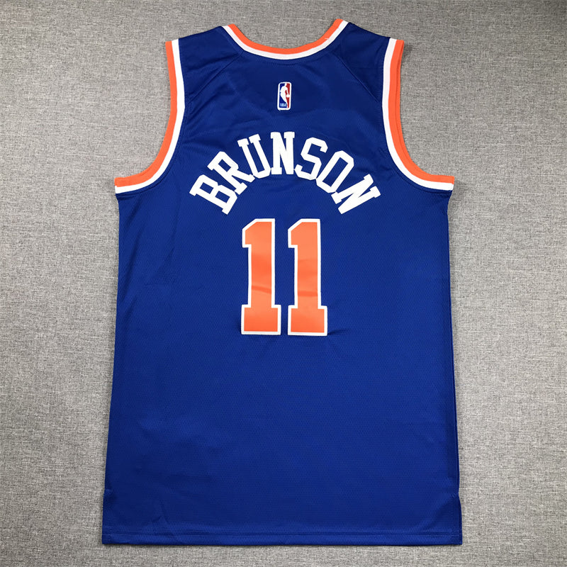 Men's New York Knicks Jalen Brunson #11 Blue Swingman Jerseys - Icon Edition