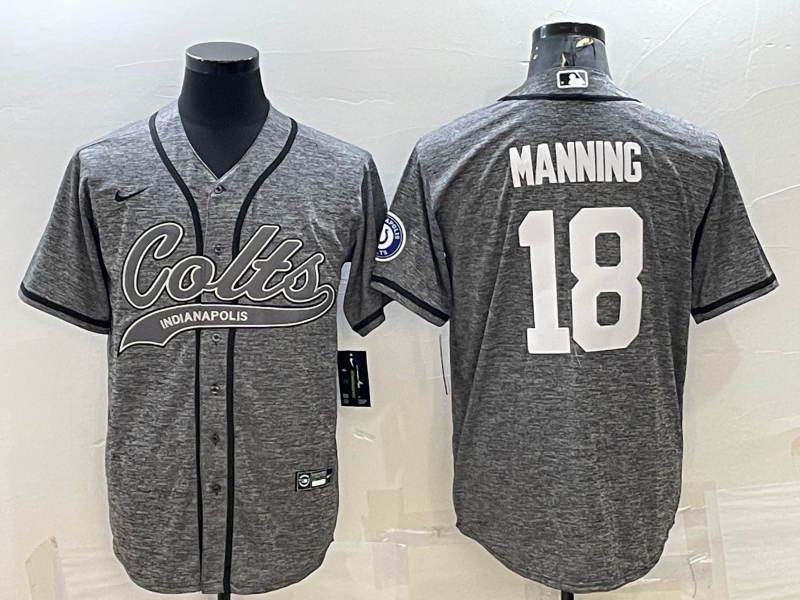 Men's Indianapolis Colts Peyton Manning #18 Gray Game Jerseys Joint Edition