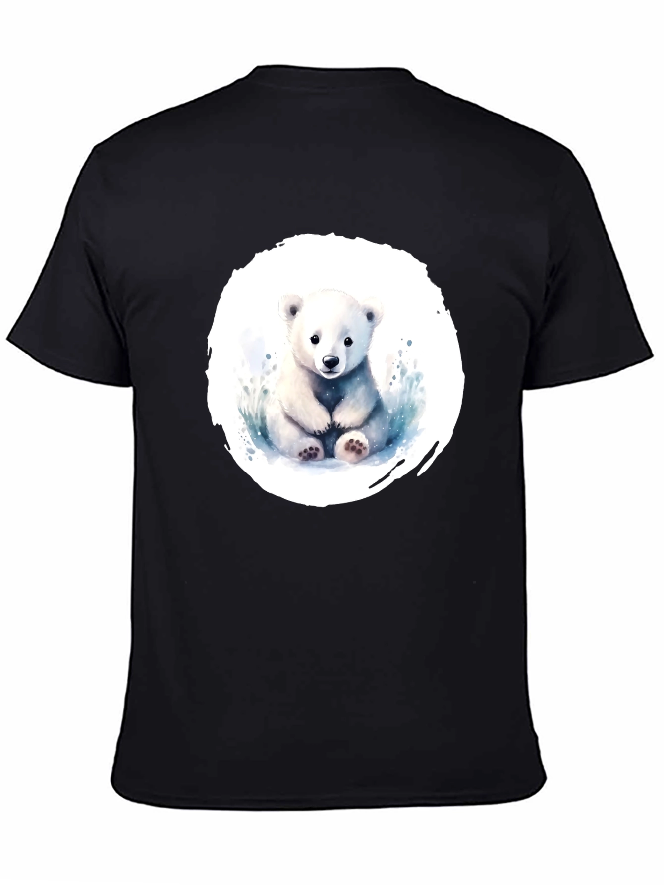 Cute Polar Bear Graphic Tee - Black Cotton Shirt