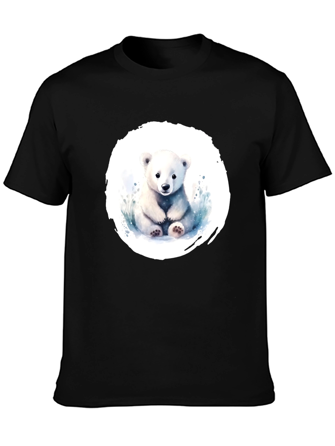Cute Polar Bear Graphic Tee - Black Cotton Shirt