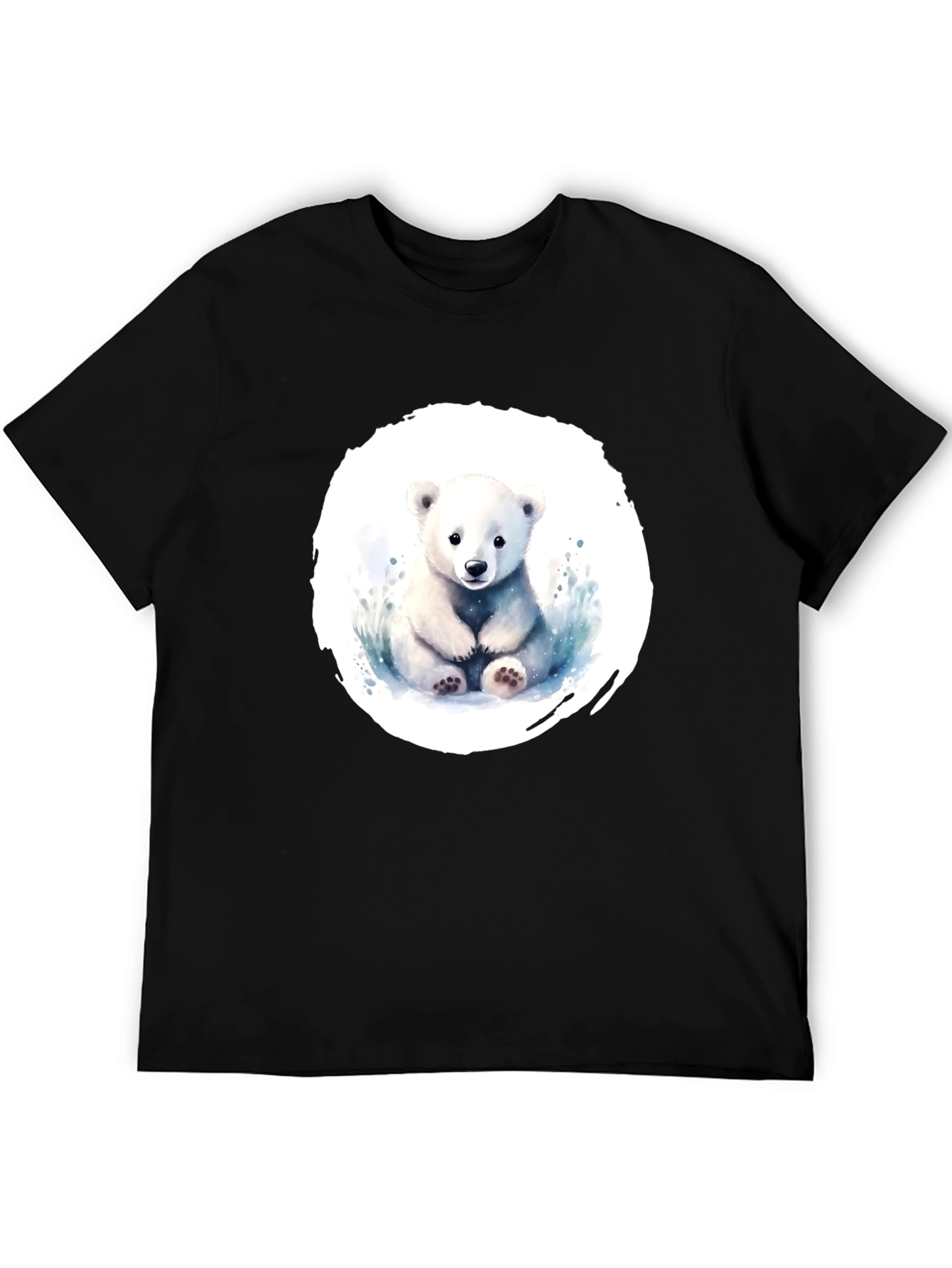 Cute Polar Bear Graphic Tee - Black Cotton Shirt