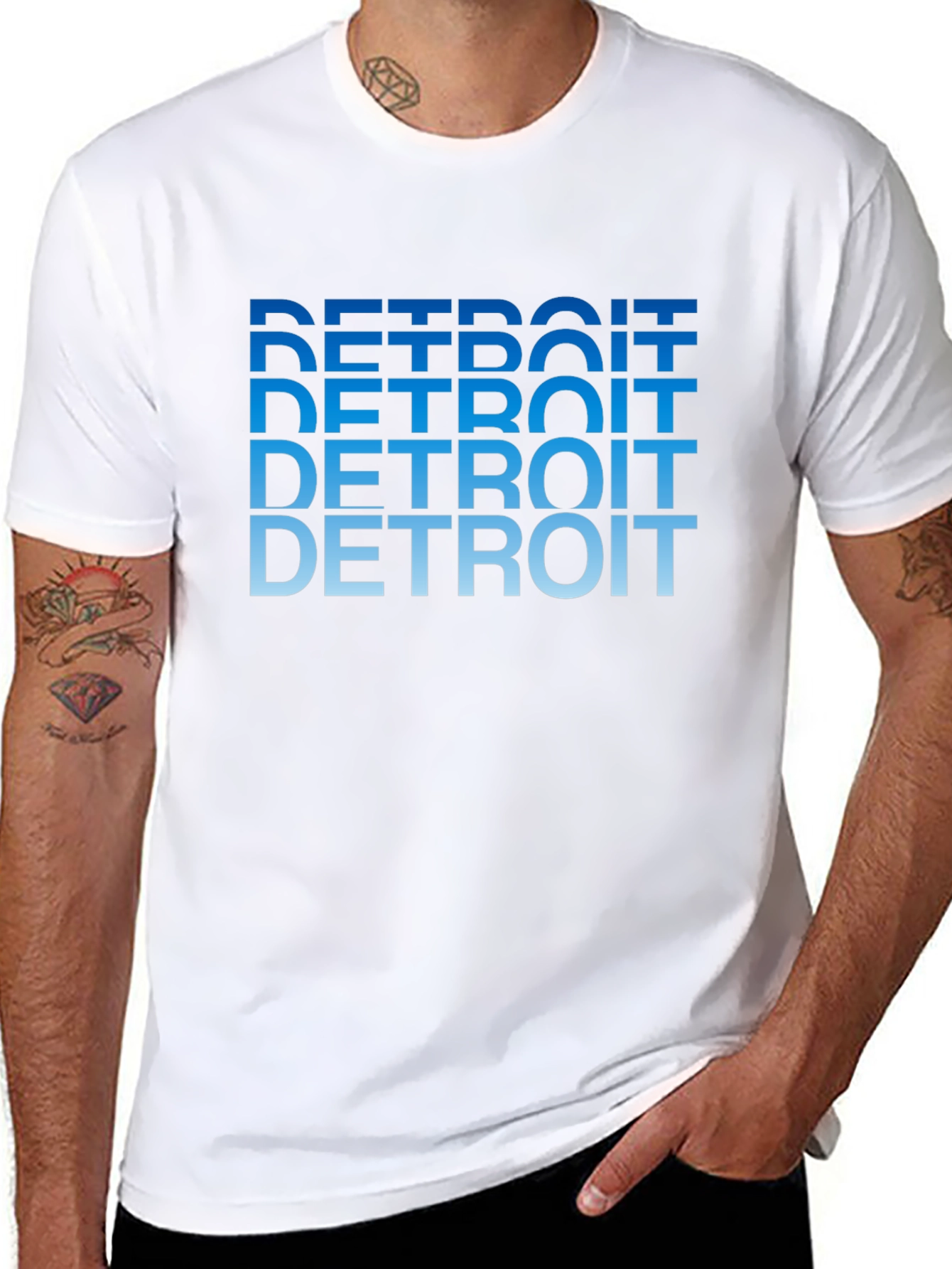 Detroit Text Gradient Black Tee