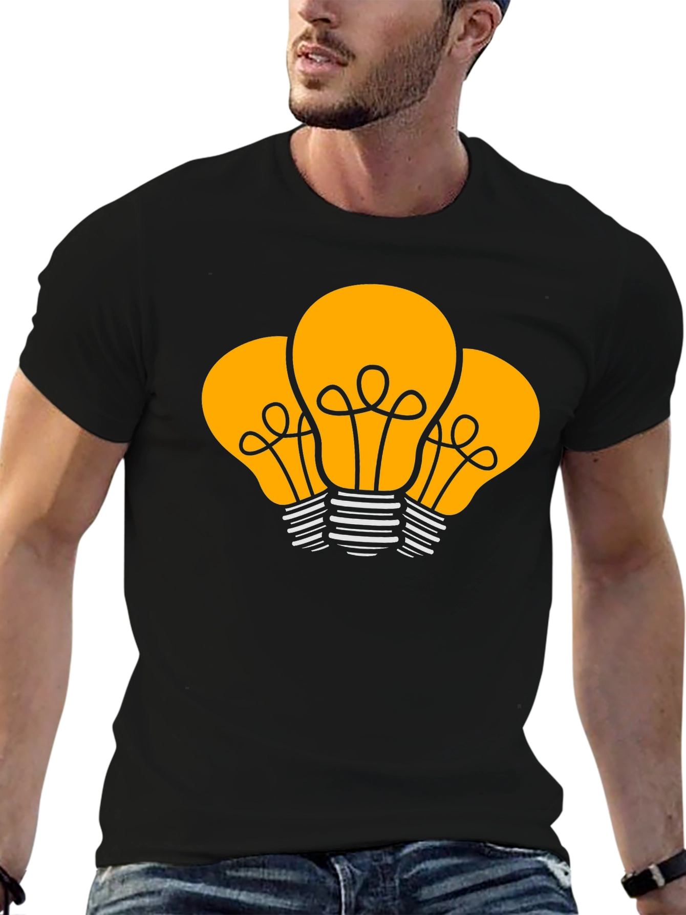 Bright Ideas Graphic Tee - Black Cotton T-Shirt