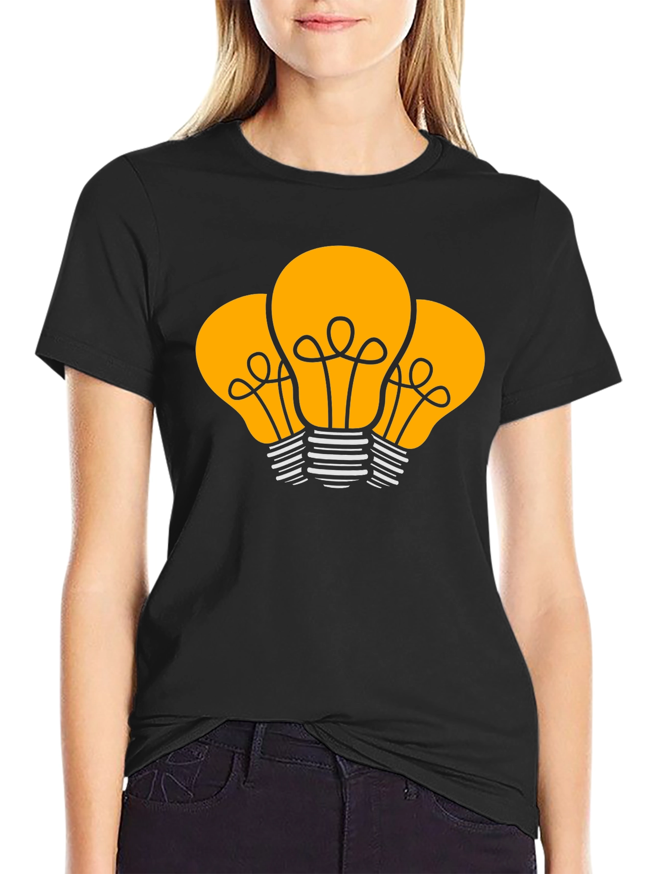 Bright Ideas Graphic Tee - Black Cotton T-Shirt