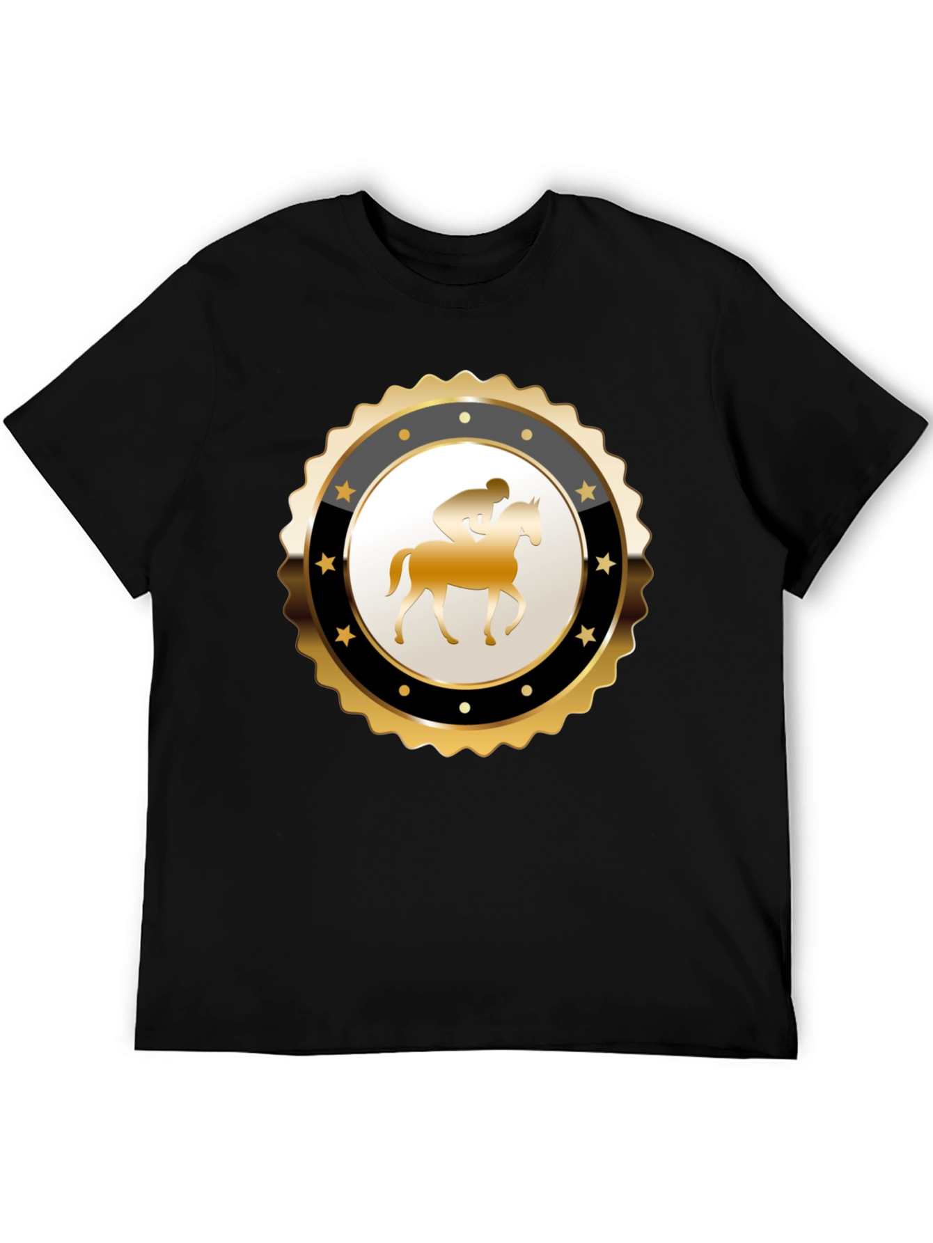 Equestrian Emblem Tee - Black Cotton Blend