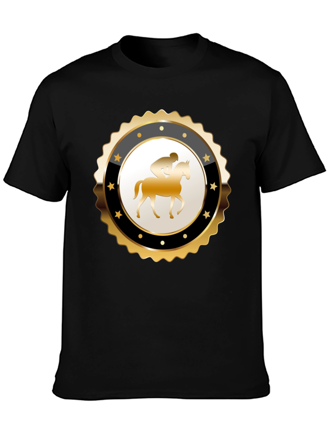 Equestrian Emblem Tee - Black Cotton Blend