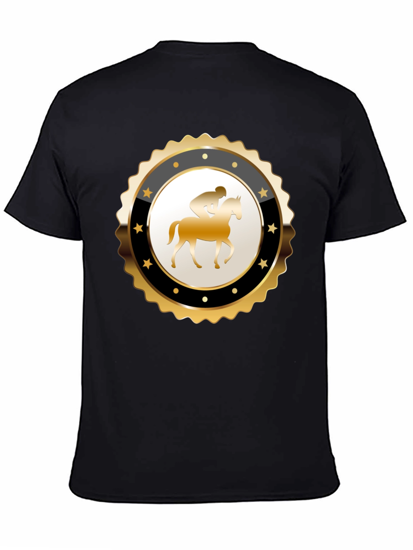 Equestrian Emblem Tee - Black Cotton Blend