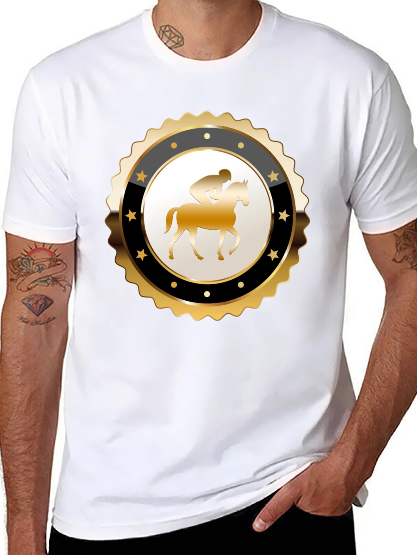 Equestrian Emblem Tee - Black Cotton Blend