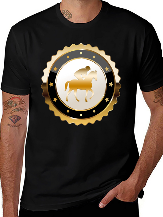 Equestrian Emblem Tee - Black Cotton Blend