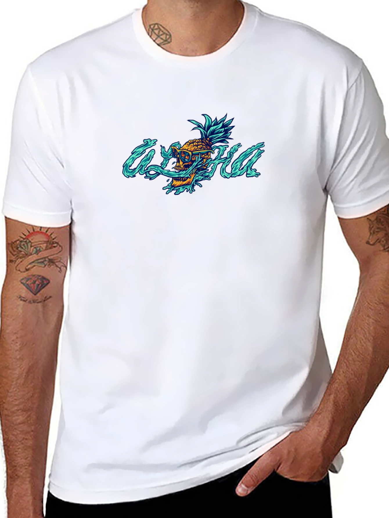 Aloha Skull Pineapple Graphic T-Shirt