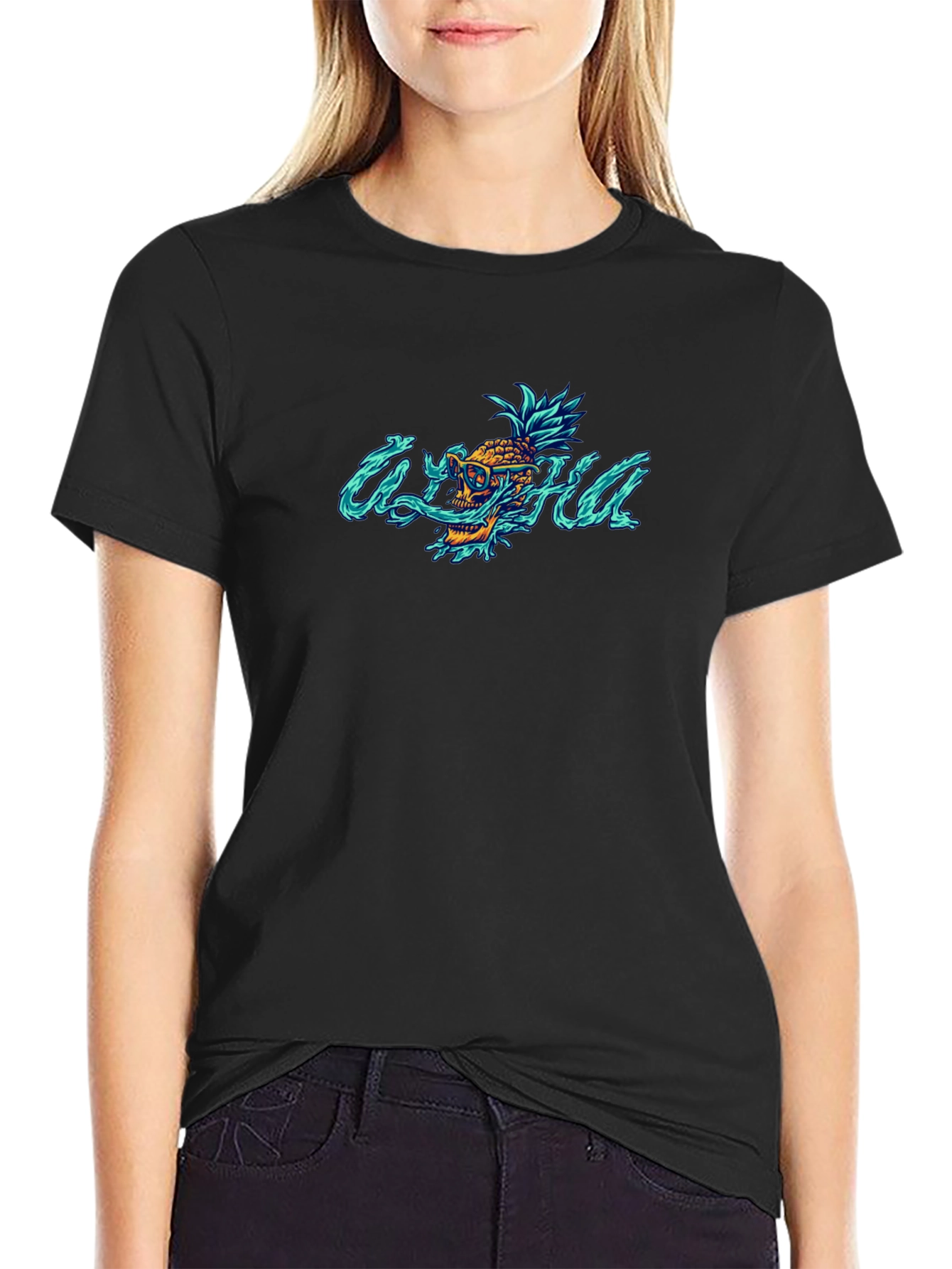 Aloha Skull Pineapple Graphic T-Shirt