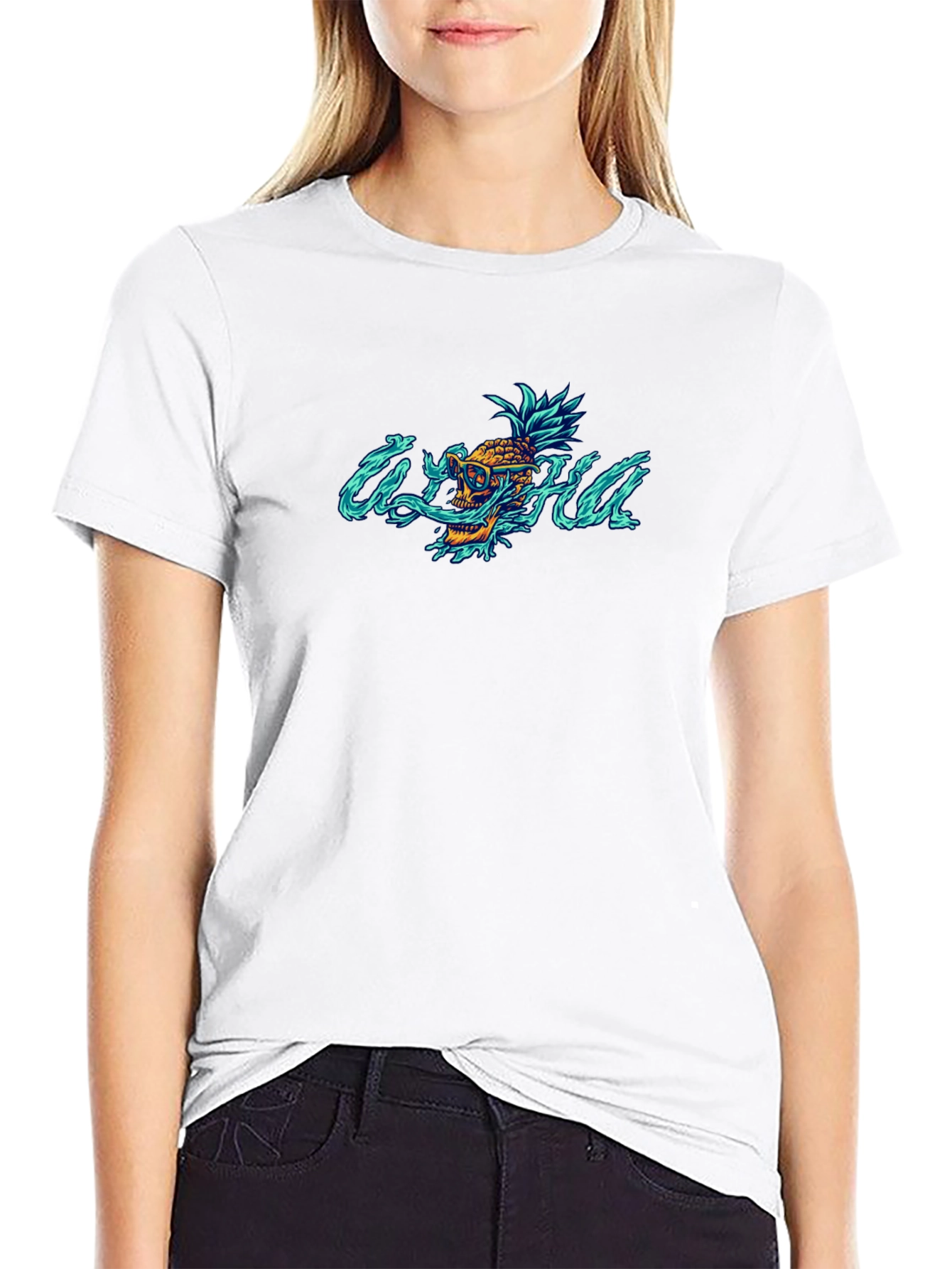 Aloha Skull Pineapple Graphic T-Shirt