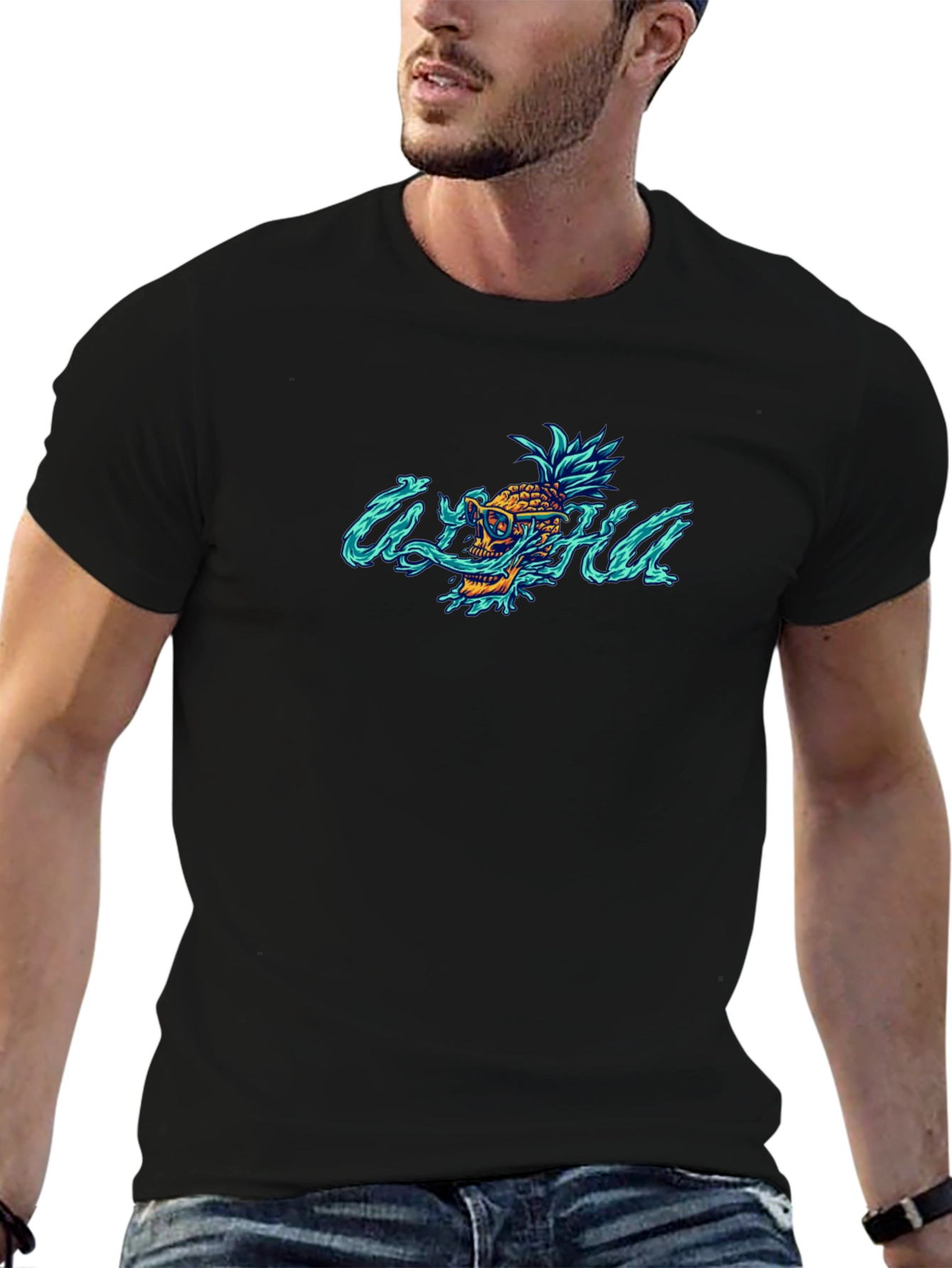 Aloha Skull Pineapple Graphic T-Shirt
