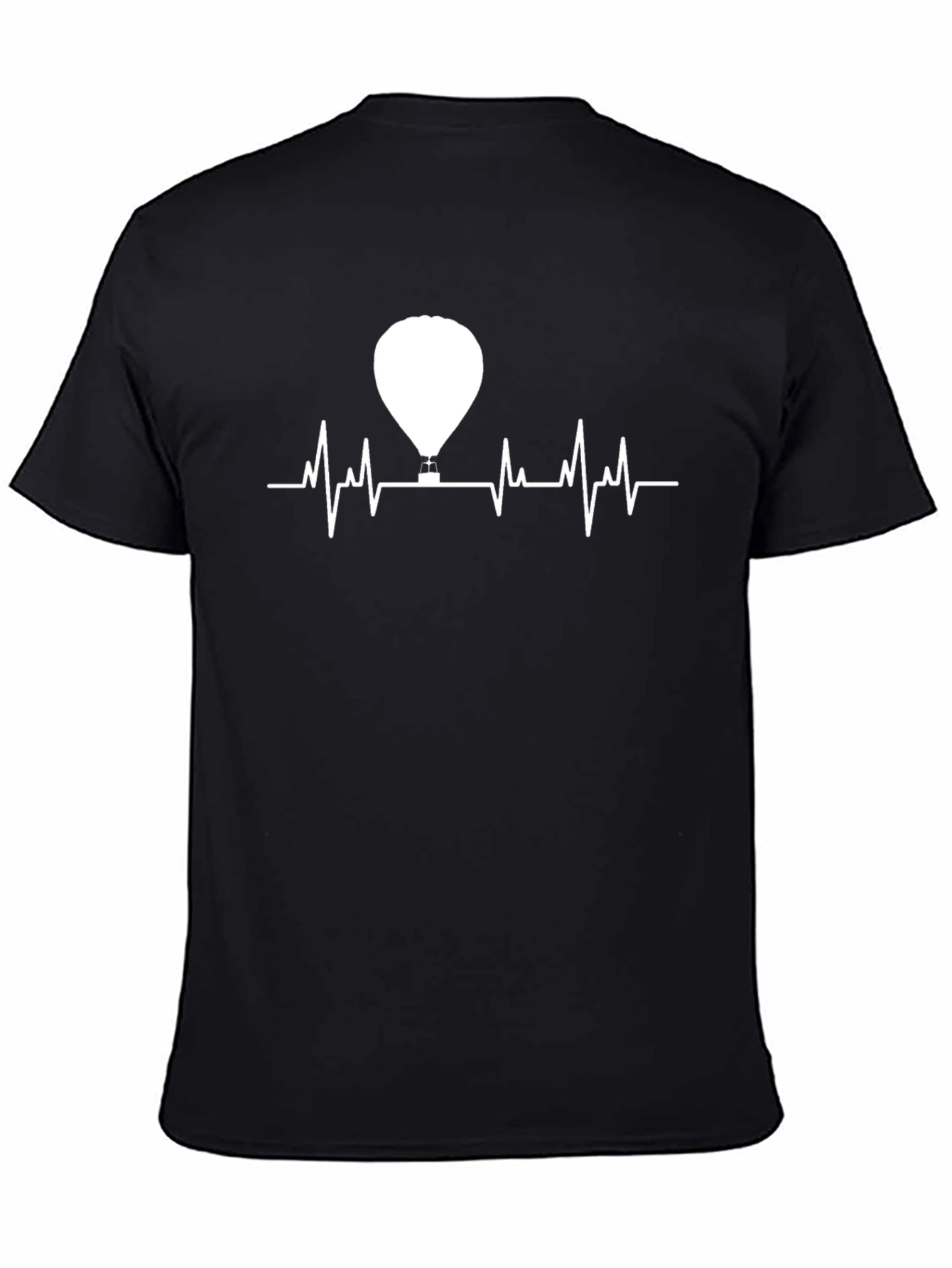 Hot Air Balloon Heartbeat T-Shirt - Mens Black Tee